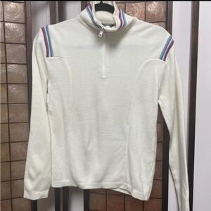 Chic Cream Sweater with Striped Accents